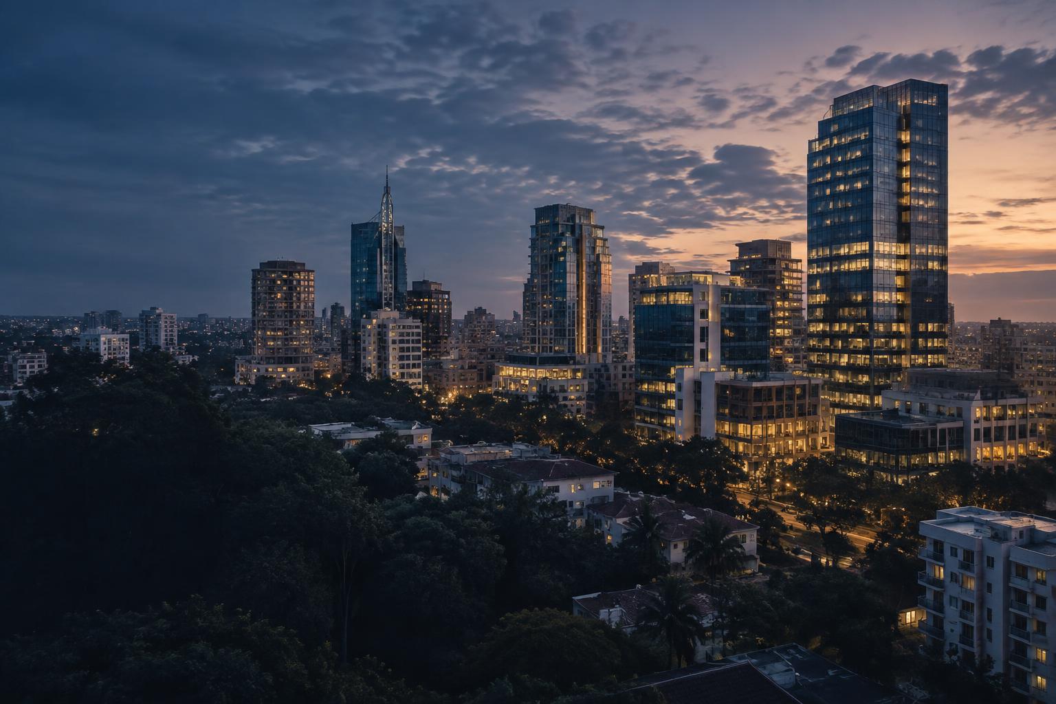 Westlands Nairobi skyline at blue hour